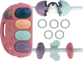 LEAN Toys Detská podložka s penovými hrkálkami Hrkálky Hrkálka Zrkadlo Zvuk Ružová