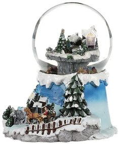 Vianočné snežítko Zimná krajina, svietiace, otočné, melódia, 19 x 19 x 18 cm