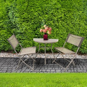 Dekorstudio Balkónový skladací set na malý balkón 2x stolička a stôl - béžový