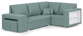 Rozkládací rohová sedací souprava MODO3 + 2 Taburety Mentolová