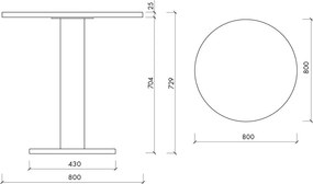 Okrúhly jedálenský stôl s doskou v dubovom dekore ø 80 cm Sool – noo.ma