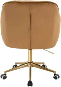 LuxuryForm DESIGN Stolička AVOLA VELUR na zlatej podstave s kolieskami - medová