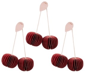 Broste Papierová ozdoba Cherry Red – set 3 ks