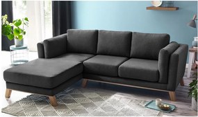 Tmavosivá trojmiestna pohovka s leňoškou Bobochic Paris Seattle, ľavý roh