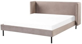 Zamatová posteľ béžovosivá 160 x 200 cm ARETTE Beliani