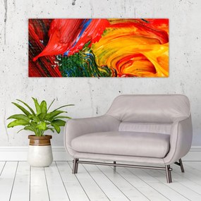 Obraz - Modrenie abstrakcie štetcom (120x50 cm)