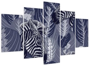 Obraz - Modré zebry (150x105 cm)