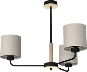 Luster Atlanta, 3x ľanové tienidlo, b/drevo