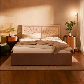 Manželská posteľ VASTO Velvet 140×200 cm hnedá