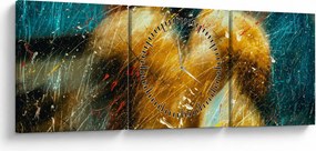 Obraz - Bozkávajúci sa anjeli (s hodinami) (90x30 cm)