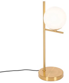Art Deco stolná lampa zlatá a opálové sklo - Flore