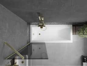 Mexen Next, 1-krídlová vaňová zástena 60 x 150 cm, 6mm šedé sklo, zlatá matná, 895-060-000-00-40-55