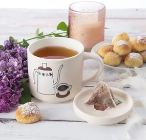 Biely porcelánový hrnček s viečkom 450 ml – Orion