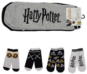 Ponožky HARRY POTTER šedo-čierne, 4 páry - rôzne veľkosti Veľkosť: 43 - 46