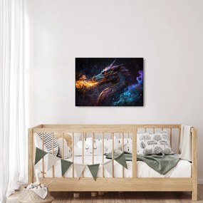 Obraz - Drak pľuvajúce plamene (70x50 cm)