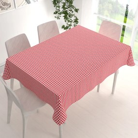 Biante Bavlnený obdĺžnikový obrus Sandra SA-056 Červeno-biele kocky 100x140 cm