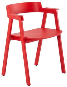 Červená jedálenská stolička s podrúčkami z dubového dreva Flip – Gazzda