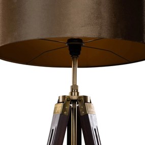 Mosadzná stojaca lampa na trojnožke s bronzovým zamatovým tienidlom 50 cm - Cortin