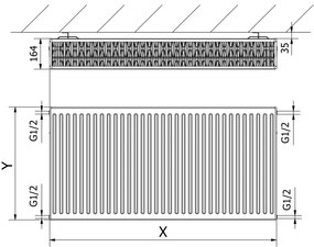 Mexen, Panelový radiátor Mexen C33 500 x 600 mm, bočné pripojenie, 1213 W, biely - W433-050-060-00