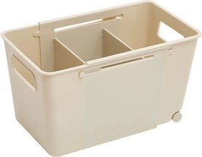 5Five® Úložný kôš EXTENS - M, béžový, nastaviteľný, s kolieskami, 27-38,5 × 15 × 15 cm