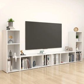 TV skrinky 4 ks biele 107x35x37 cm drevotrieska