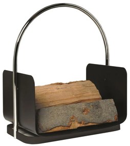 Kovový kôš na drevo s držadlom 50x41 cm čierna