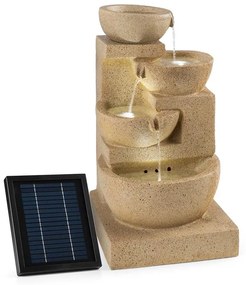 Korinth, záhradná fontána, solárny panel, 3 W, LED, pieskovcová optika