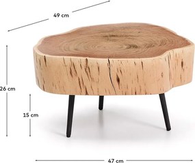 Okrúhly konferenčný stolík s doskou z akácie v prírodnej farbe 49x47 cm Tavine – Kave Home