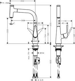 Hansgrohe Talis Select M51, drezová batéria s výsuvnou koncovkou, vzhľad nerezový 72822800