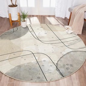 Béžový prateľný okrúhly koberec ø 120 cm Simple Lines – Mila Home