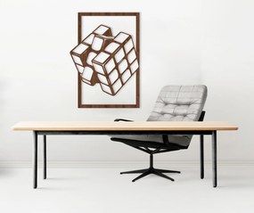 Drevená nálepka - Rubiková kocka v ráme - Dub bronze