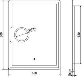 Mexen Onyx, LED kúpeľňové zrkadlo s podsvietením a kozmetickým zrkadielkom 60x80 cm, 6000K, ochrana proti zahmlievaniu, 9813-060-080-611-00