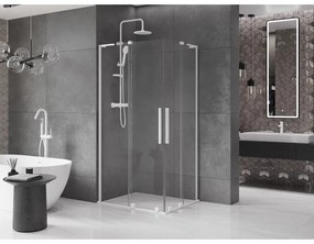 Mexen Velar L Duo, sprchový kút s posuvnými dverami 90 x 80 cm, 8mm číre sklo, biela matná, 871-090-080-02-03-20