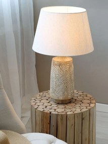 Stolová lampa s drevenou základňou a ľanovým tienidlom Popp - 37*57 cm/ E27
