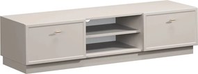 TV stolík Lorini 150 cm na sokli – kašmírová / zlaté úchytky T