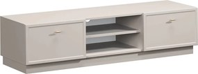 TV stolík Lorini 150 cm na sokli – kašmírová / zlaté úchytky T
