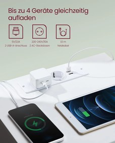 Nočná skrinka s integrovanou zásuvkou, 2 ks set, oblá biela