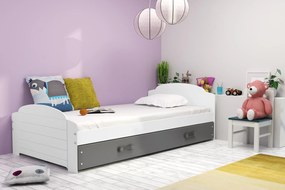 Interbeds Jednolôžková posteľ Lili2 biela pre teenagerov 200x90 s matracom a šuplíkom - grafitová