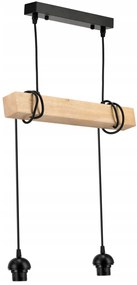 BERGE LED závesné stropné svietidlo, drevený trám, 2xE27, brilantný drevený luster