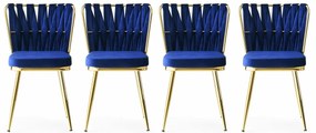 Sada jedálenských stoličiek Kusakli Navy Blue andGold, 4 ks, 4 ks