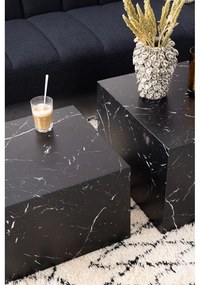 Čierne konferenčné stolíky v dekore mramoru v súprave 2 ks 58x58 cm Dice – Actona