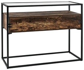 Konzolový stolík s 2 zásuvkami tmavé drevo/čierna MAUK Beliani