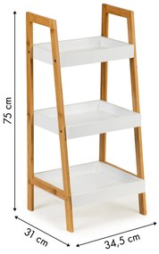 ModernHome Biela knižnica s bambusovým rámom - 3 police