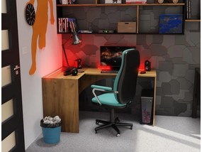 Rohový LED PC stolík Uhlominn (craft zlatý). Akcia -21%. Vlastná spoľahlivá doprava až k Vám domov. 1092074