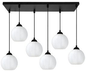 Závesné svietidlo Costa, 6x biele sklenené tienidlo, b