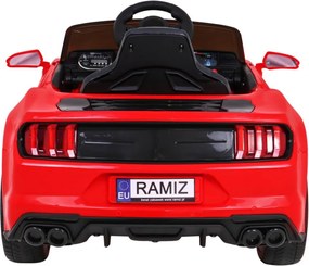 Ramiz Športové autíčko GT na batérie pre deti červené + diaľkové ovládanie + pomalý štart + nosič batožiny + MP3 LED