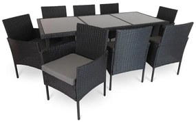 Záhradná zostava Solano - 8 miest, čierna