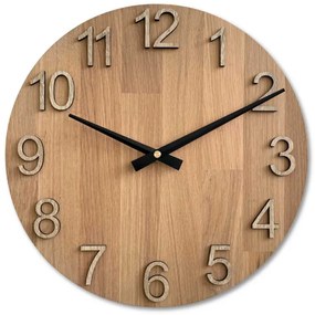 Dubové hodiny na stenu s veľkými číslicami I SENTOP MAS017-natural3041-hands/black