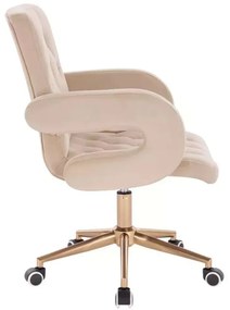 LuxuryForm DESIGN Stolička BOSTON VELUR na zlatej podstave s kolieskami - krémová