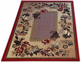 Vintage koberec červenej farby s motívom kvietkov Šírka: 90 cm | Dĺžka: 310 cm
